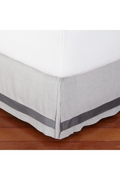 METİNEV Anthracite Striped Light Gray Dack Linen Base Skirt