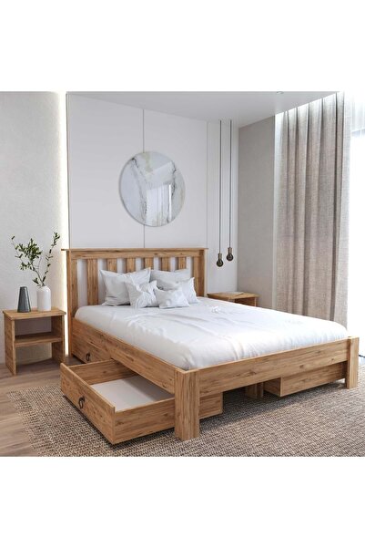 RENAZZO Shark New Atlantik 4 Çekmeceli MDF Karyola | Kolay Kurulum