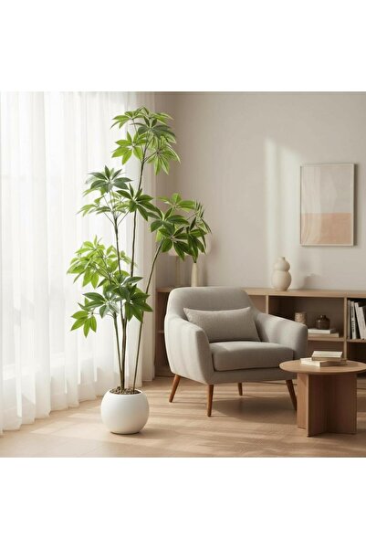 Casco شجرة شيفليرا أنيقة صناعية بأصيص ابيض 220سم