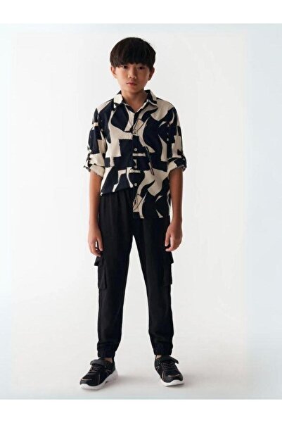 NK Boy's Linen Trousers - Cargo Pocket and Elastic Legs