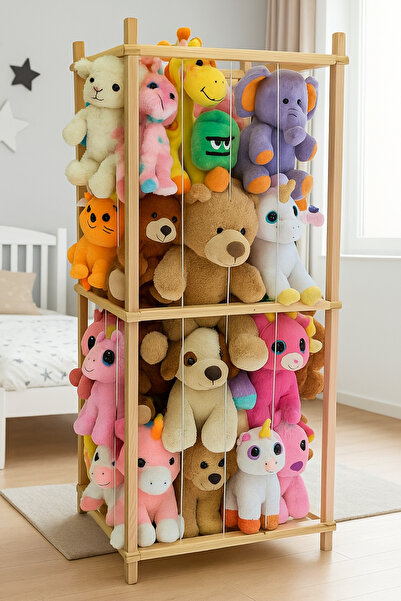 LIFENZO Oyuncak Saklama Kutusu – Ahşap Montessori Oyuncak Düzenleyici, Peluş ...