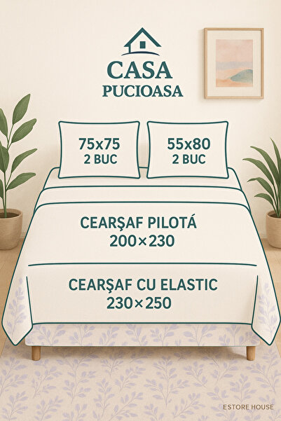 Lenjerie de pat Dublu ,Bumbac Damasc verde olive ,Casa Pucioasa ,6 piese Premium miniatura 5