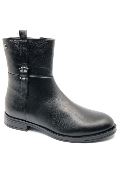 Venüs Γυναικείες μπότες Western με λεπτομέρειες από γνήσιο δέρμα Trok 2552701K - Μαύρο - 36