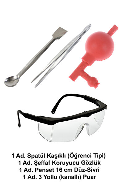 ATEL-SAN Laboratuvar Öğrenci Seti B / Puar + Koruyucu Gözlük + Spatül Öğrenci...