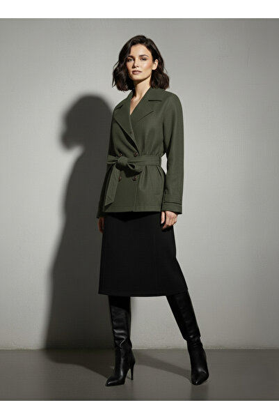 Ceylen Yeni Sezon Kuşaklı Kısa Trençkot
