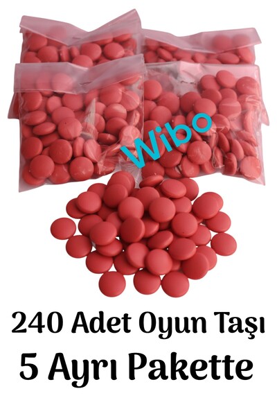 Miajima Plastik Oyun Piyonu Taşı Go Oyunu-Mangala Oyun Taşı ve Kutu Oyun Taşları 240 Adet Kırmızı