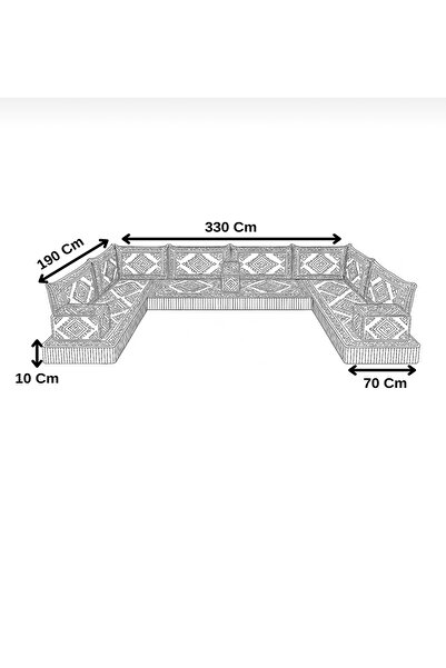 mdhomecarpet Anadolu Desenli Şark Köşesi Yer Minderi Takımı – Sert Çökmeyen Minder Takımı -22 Parça