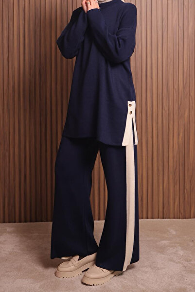 Balenbi Жіночий оверсайз прямий трикотажний комплект з розрізом 1136