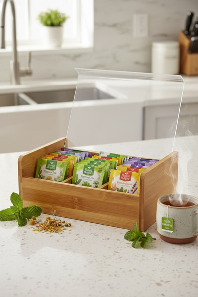 EVSTYLE Bamboo Herbal Tea Box - with Transparent Lid