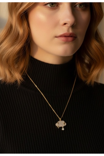 Anziano bijuteri قلادة سحابة فولاذية للسيدات مع رمز الطاقة (العلبة غير متضمنة)