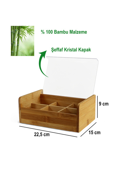 EVSTYLE Bamboo Herbal Tea Box - with Transparent Lid