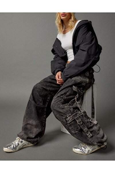 september island Washed Black Strappy Cargo Pants