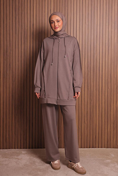 Balenbi طقم حجاب نسائي من قماش المودال قصة فضفاضة بغطاء رأس 1132