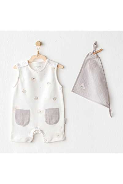 andywawa Ac25846 Happy Animals Baby Jumpsuit Set Ecru