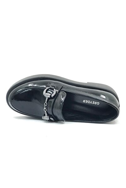 Greyder 72133 Zn Urban Leather Comfort Casual Oxford Women's Shoes Black-Pattern