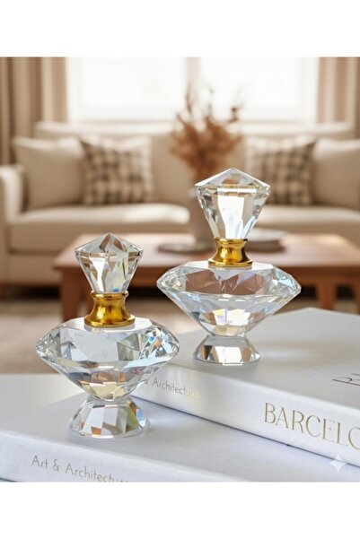 Home 2 li dekoratif ayaklı kristal şişe