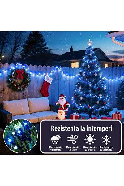 VELORA Set of 2 linear light strings (2x80 m), 8 lighting modes, blue LEDs, IP44