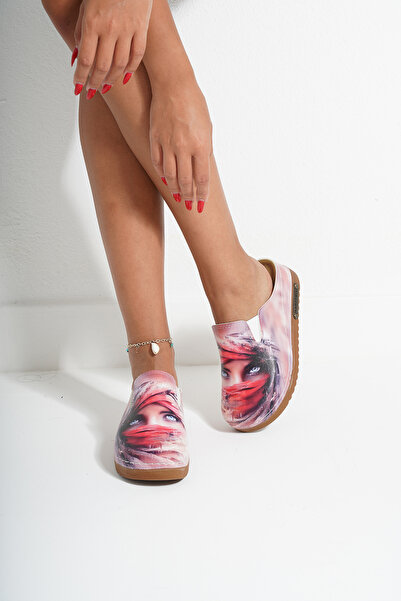 DOGİYE 3211 Special Series Blue Eyed Girl Printed Sek Anatomical Slippers
