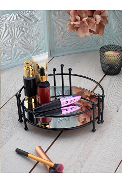 EVSTYLE Organizator de machiaj negru cu oglindă