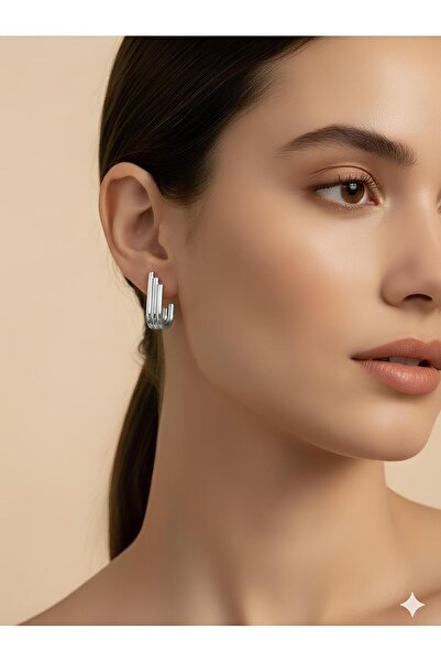 Bontexs أقراط نسائية فضية اللون من الفولاذ