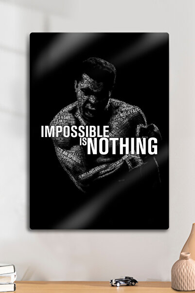 DekorHane Pictură de perete lucioasă cu imprimare metalică - Muhammad Ali