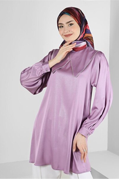 Alvina NECK DETAIL SILVERY TUNIC 43818
