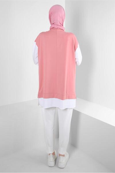 Alvina 43664 Model Text Printed and Garnished Tracksuit Tunic