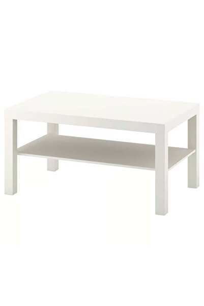 co arma Oak-effect wooden coffee table with open shelves, white, 90 x 55 cm