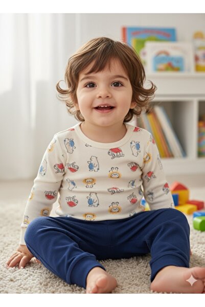 Şimo Butik Girl Boy Child Baby Long Sleeve Snap Fastener Bodysuit-Badi 100% O...