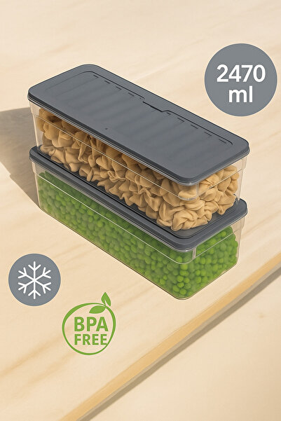 Nesto Home Set of 2 - 2470 ml Deep Refrigerator, Organizer Freezer and Microwave Storage Container