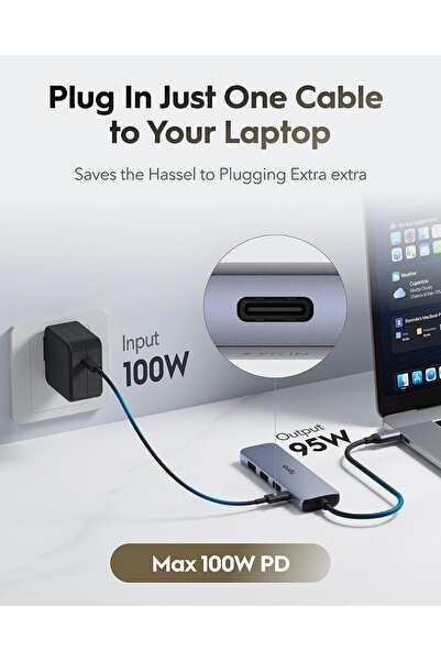 cudy Kody USB-C Hub 5-in-1 Adapter, 100W PD, 4K HDMI, 3x USB-A - UH405