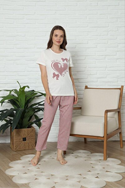 meynur moda Σετ κοντομάνικη πιτζάμες από βαμβακερή χτενισμένη ποιότητα