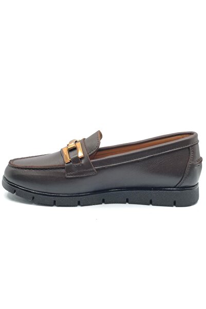 Venüs Kikir Genuine Leather Orthopedic Casual Women's Ballet Shoes Brown