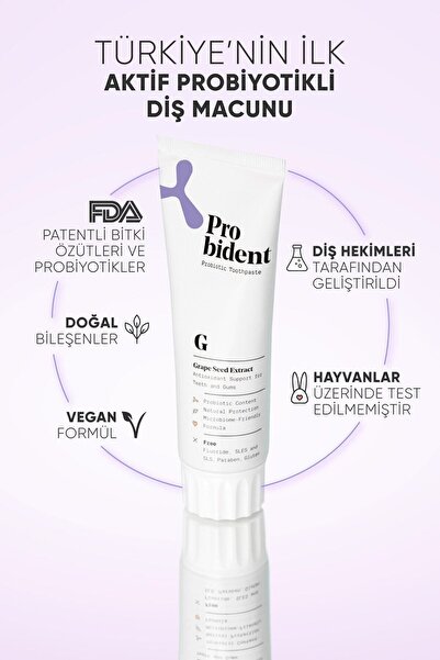 Probident Aktif Probiyotikli Doğal Florürsüz Diş Macunu Üzüm Çekirdeği Özüt Ilaveli 3'lü Paket Ağız Kokusu
