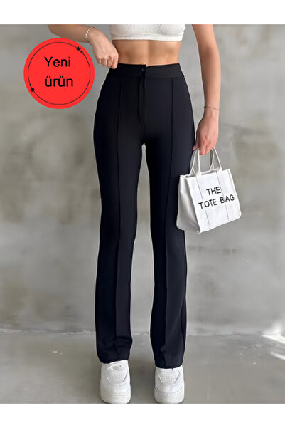 glanour Women's Black High Waist Slim-fit Flare Leg Palazzo Pants