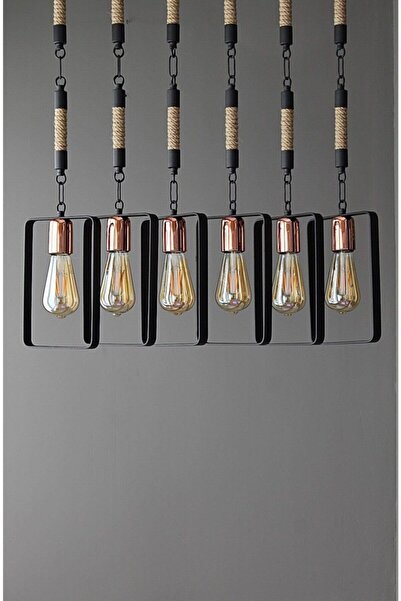 ONUR AVİZE Vegas 6'lı Bakır Sıralı Retro Sarkıt