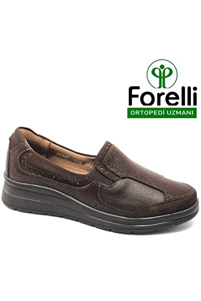 Forelli Faye Genuine Leather Orthopedic Comfort Women's Casual Shoes Brown