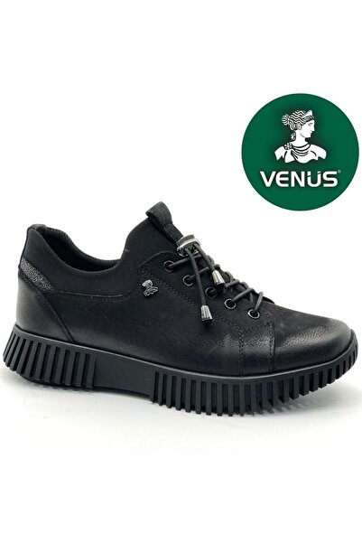Venüs Azalea Genuine Leather Orthopedic Women's Casual Shoes Black