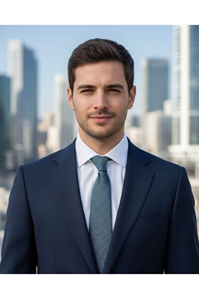 1001 Kravat 7 Cm Genişliğinde Mavi Çizgili Ince Lacivert Kravat