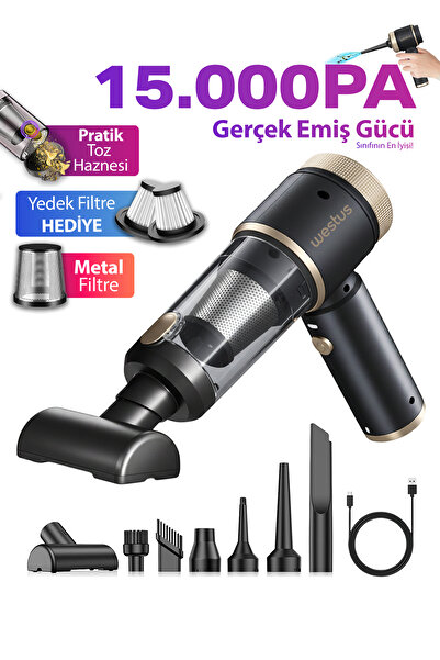 Westus Yeni 15000pa Güçlü Portatif Vakumlu Taşınabilir Kablosuz Üflemeli Mini...