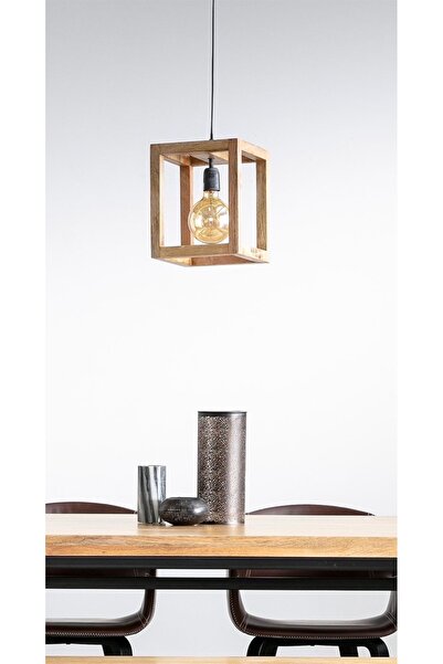 ONUR AVİZE Retro Tekli Eskitme Ceviz Rengi Ahşap Avize