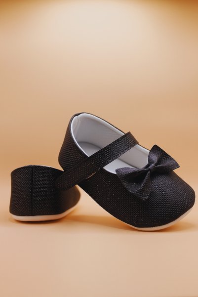 BEBLUXBABY Glitter Ballerina Baby Shoes with Bow