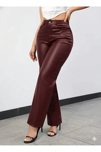 Butik Women's High Waist Pocket Leather Pants