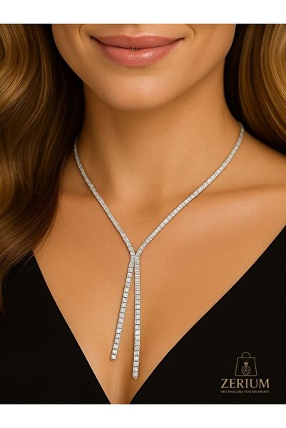ZERİUM Minimal Işıltılı Suyolu Lüx Kadın Kolye