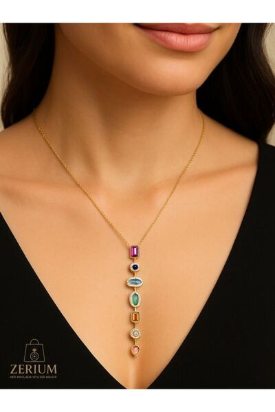 ZERİUM Kristal Harmoni Çok Taşlı Lüks Kadın Kolye