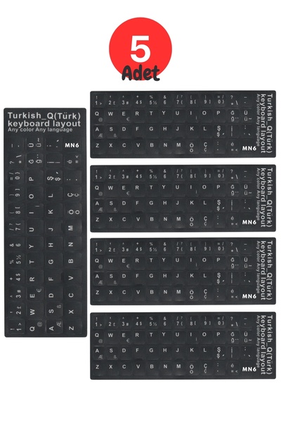MN6 MTRQ Türkçe Q Klavye Sticker/Silinmez-Laptop Pc Uymlu-5 Adet/Türkçe Q Sticker