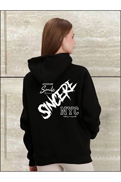 estilowear سويت شيرت أسود مطبوع عليه سلسلة للجنسين