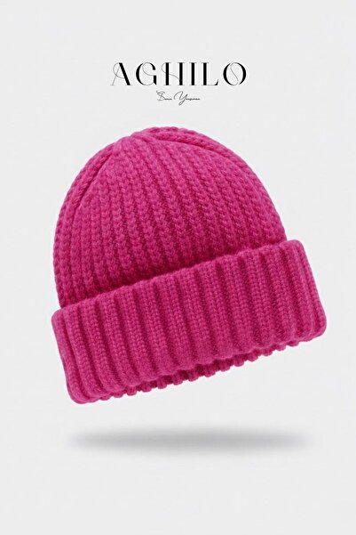 Aghilo قبعة سالونيك المحبوكة ذات الملمس الناعم - فوشيا - للاستخدام للجنسين