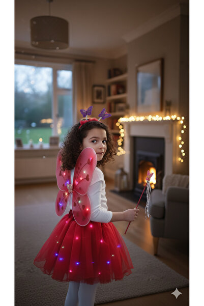 Beryka LED'li 4 PARÇA ÇOCUK KOSTÜMÜ KIRMIZI