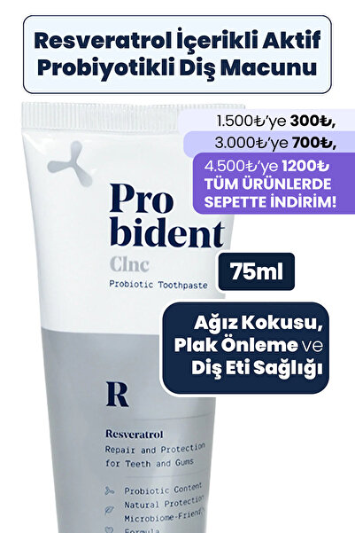 Probident Clinic Doğal Yoğun Bakım Resveratrol Içeren Florürsüz Diş Macunu Anında Beyazlatıcı Etki